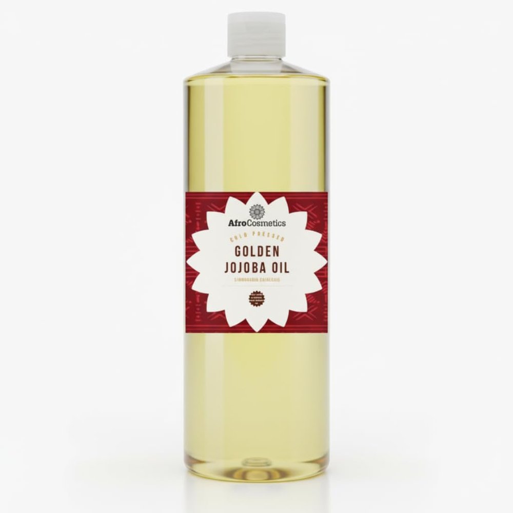 AFROCOSMETICS Golden Jojoba Oil Unrefined, Extra virgin, Cold-pressed Natural moisturizer 32 oz