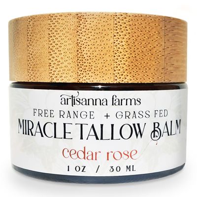 Artisanna Farms Miracle Tallow Balm - Hand-Crafted in the USA With Manuka Honey, Grass-Fed Tallow & Medicinal Plants for Healing & Nourishing All Skin Types (1 oz, Cedar Rose)