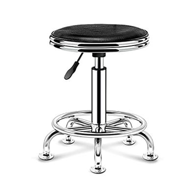 Adjustable Height Rolling Stool Chair with Back Support, PU Leather Swivel Office & Kitchen Chair, Drafting Stool with Wheels for Home & Shop - Black