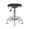 Adjustable Height Rolling Stool Chair with Back Support, PU Leather Swivel Office & Kitchen Chair, Drafting Stool with Wheels for Home & Shop - Black view 1