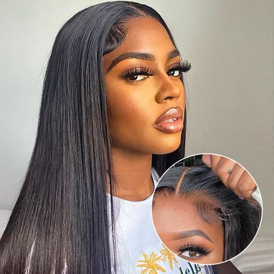 Keytac Wear and Go Glueless Bob Wig Human Hair Pre Plucked Pre Cut 5x5 Hd Lace Closure Bob Wigs for Black Women Glueless Straight Bob Lace Front Wigs for Beginner 180% Density 20 Inch