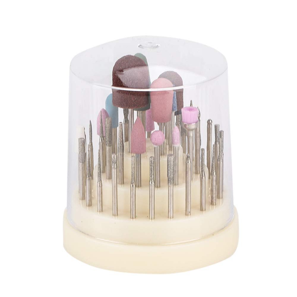 45 Pcs Nail Drill Bits Set | Skilled Electric Manicure Pedicure Tools | 2.35mm Shank for Nail Art/Acrylics/Ceramics | Stainless Steel Grinding Heads, Low - Debris