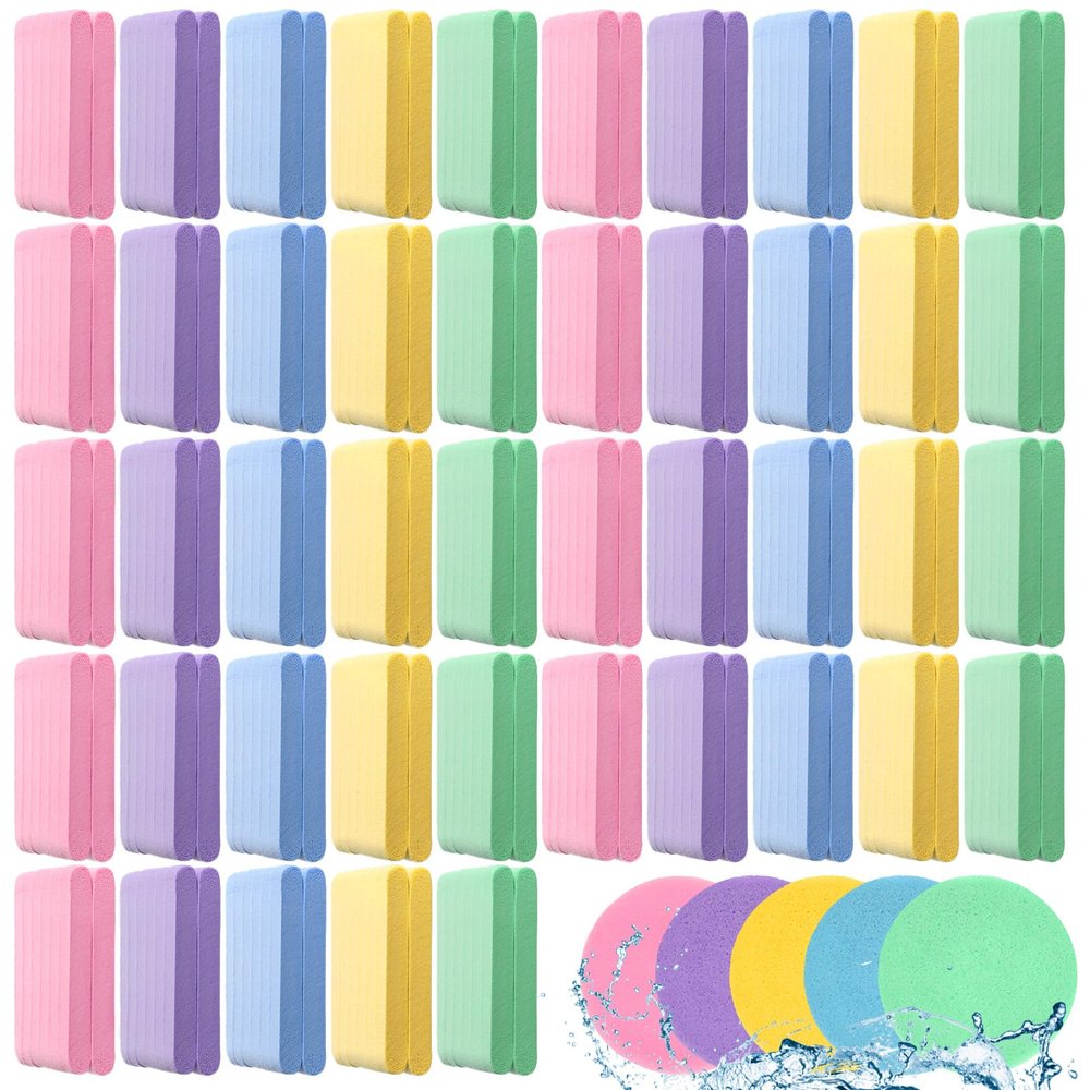 480 Pcs Compressed Facial Sponges, Face Cleansing Sponge Estheticians Compressed Makeup Facial Sponge Round Wash Face Sponges for Women Compress Exfoliating Removal Sponge (5 Colors)