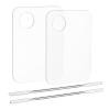 2PCS Acrylic Makeup Mixing Palette with 2PCS Spatula Set  Transparent Cosmetic Tray for Foundation, Eyeshadow, Lipstick & Nail Art, Durable & Portable Design view 1