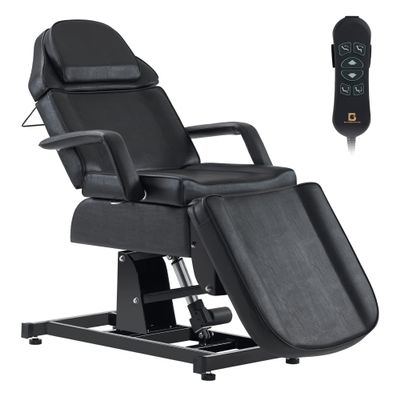 BarberPub Fully Electric Facial Bed with 3 Motor for Esthetician, Electric Tattoo Chair for Client, Facial Bed for Esthetician, Electric Adjustment 2751 (Black, Height (Flat): 24"33")