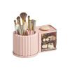 360 Rotating Makeup Desktop Cosmetic Storage Box - Large Capacity Portable Organizer (Dusty pink) view 1