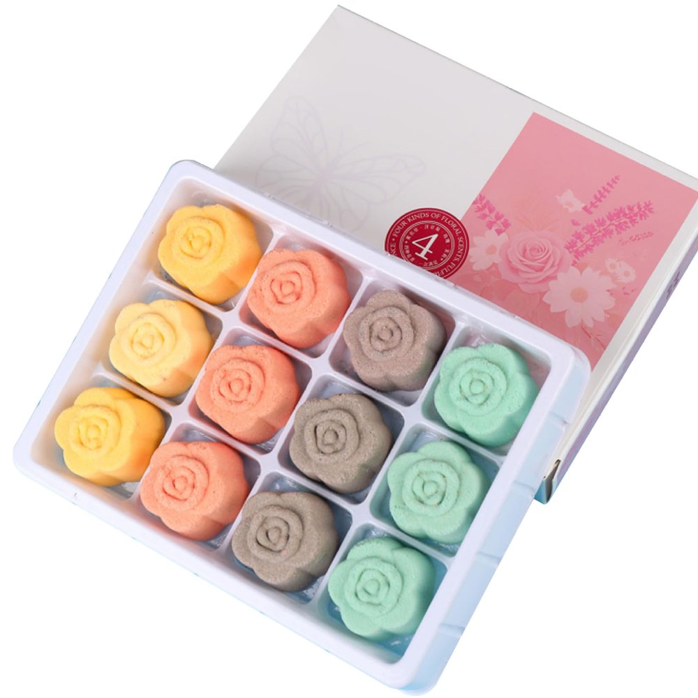 Foot Bath Bombs 12PCS/Set Natural Foot Soaking Salts with 4 Lavender, Jasmine, Rose, Chamomile Aroma for Feet Callus, Dry Cracked, Stubborn Feet Odor ScentsFoot Bath Bombs