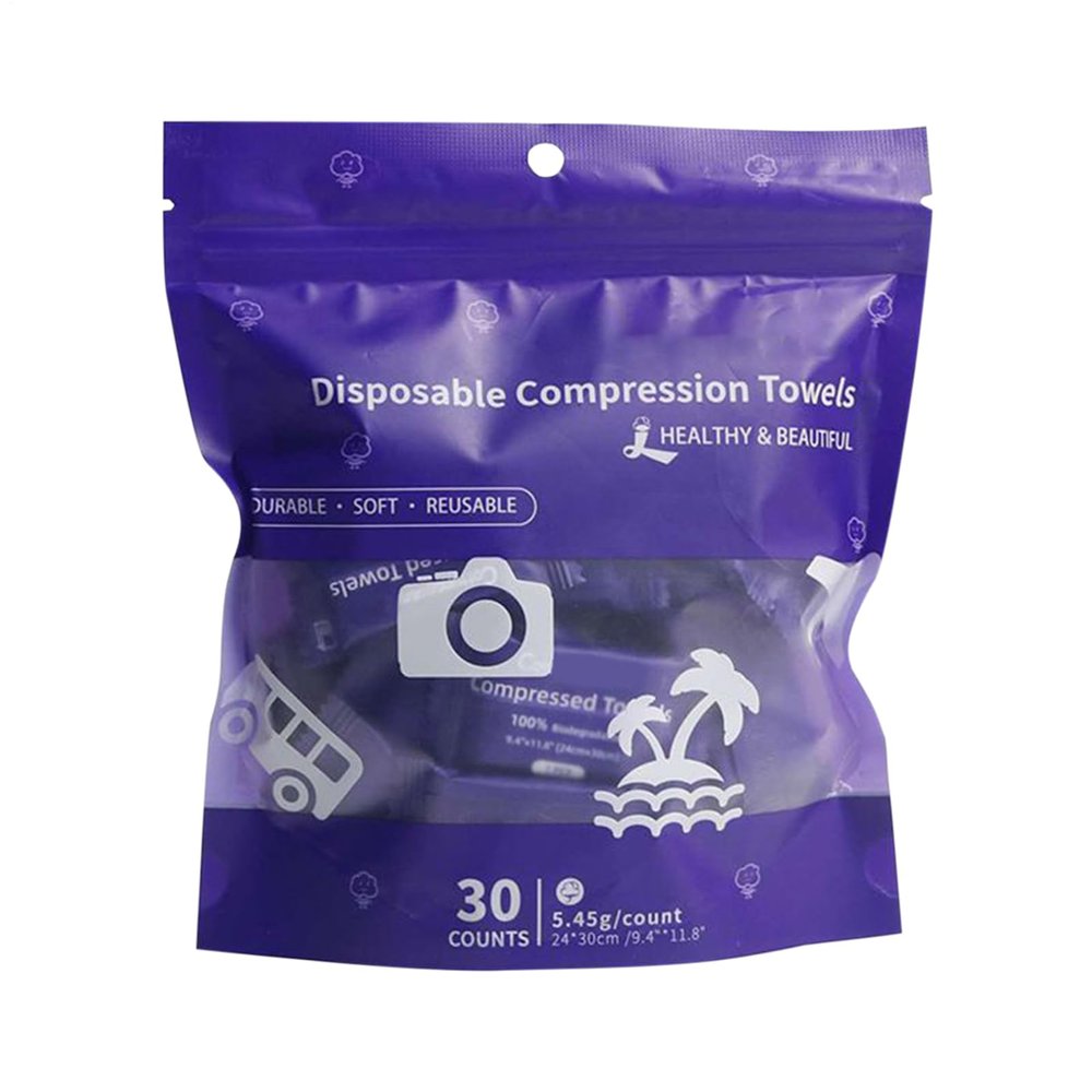Compressed Towels, 30 Piece Absorbent Tissue Pack, Compressed Facial Towels, Compact Design, Gentle and Reusable for Hotel Spa Gym Bathroom Makeup Beauty Shower Travel Camping