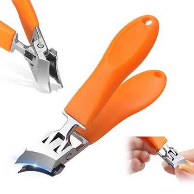 2026 New Wide Jaw Toenail Clippers, Stainless Steel Wide Jaw Opening Anti-Splash Slanted Nail Clipper for Ingrown Nails Long Handle Nail Clippers Nail Trimmer for Thick Nails (Orange)