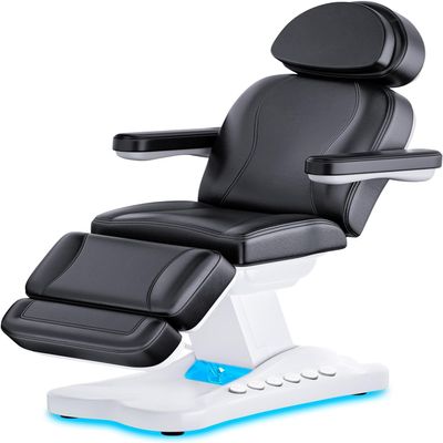 Esthetician Chair & Electric Massage Table - 3-Motor Salon Chair with LED Light, Adjustable Height and Angle for Spa, Podiatry Office Aesthetician Services
