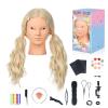 26"-28" Mannequin Head with 80% Real Hair Cosmetology Training Doll Head for Hair Styling, Braiding & Makeup Practice  No Makeup view 2