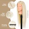 26"-28" Mannequin Head with 80% Real Hair Cosmetology Training Doll Head for Hair Styling, Braiding & Makeup Practice  No Makeup view 3