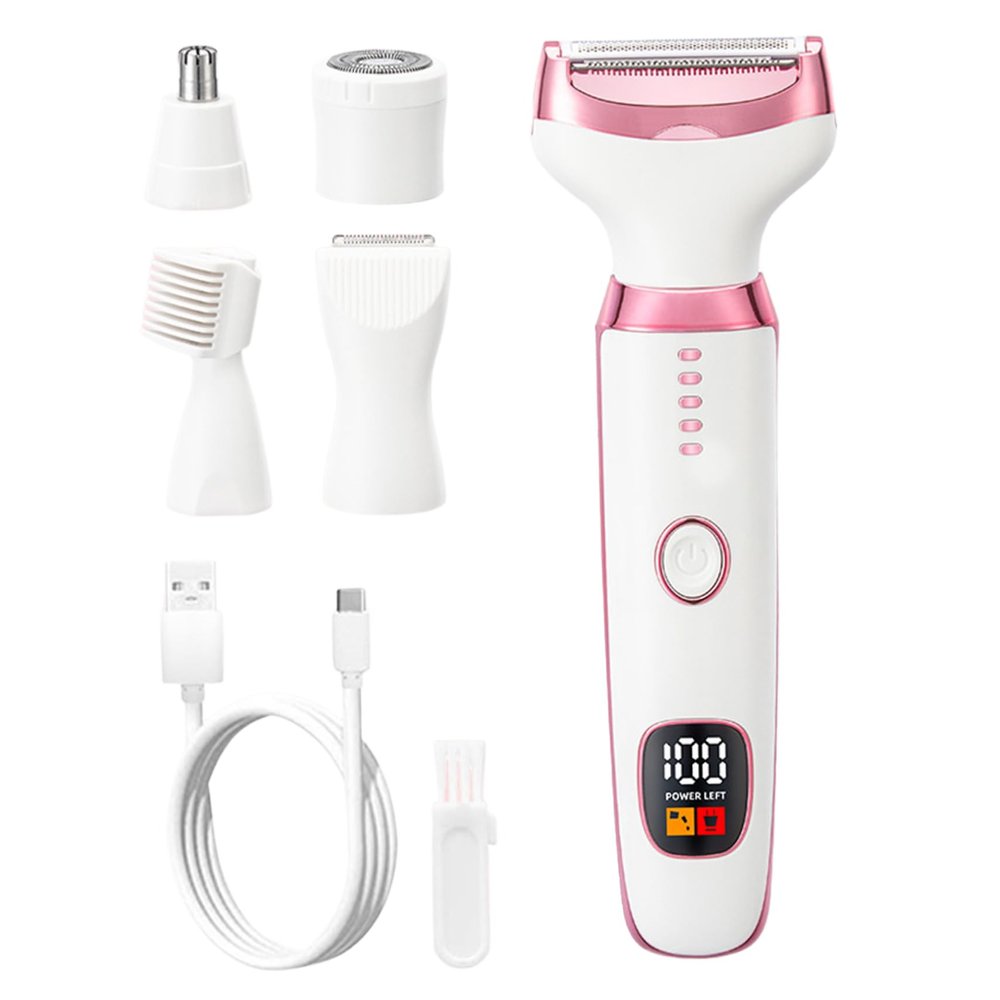 Electric Razors for Women, 5-in-1 Rechargeable Body Shaver with LED Display, Highly Efficient & Smooth Facial and Body Hair Remover Essential Beauty ToolElectric Razors for Women
