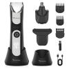 TEENOVA Electric Body Hair Trimmer Shaver - 3 in 1 Pubic Trimmer for Men - Bikini Trimmer for Women - No Nick Groin Ball Razor with Ceramic Blade Heads, Wireless Dock Charging, Wet/Dry Use (Silver) view 1