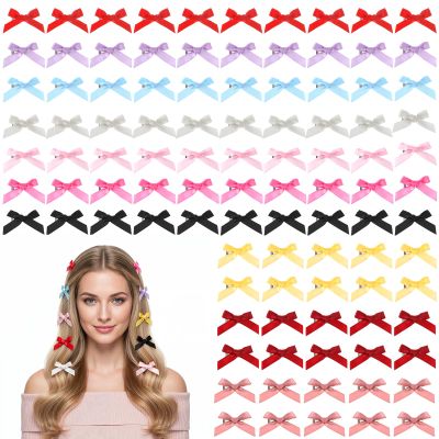100 Pcs Bow Hair Clips, Mini Bowknot Hair Accessories for Women Girls, Cute Metal Hairpins Y2k Hairs Accessories for Braids Concerts Ballet and Everyday Use