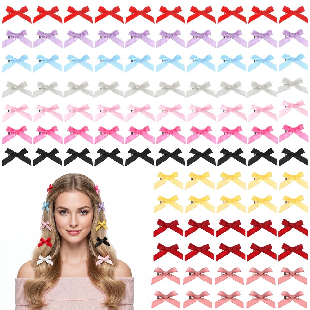 100 Pcs Bow Hair Clips, Mini Bowknot Hair Accessories for Women Girls, Cute Metal Hairpins Y2k Hairs Accessories for Braids Concerts Ballet and Everyday Use