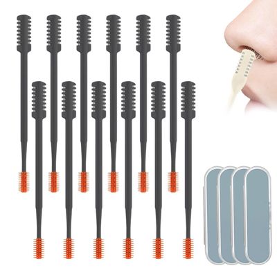 DSACL Nasal Hair Cutter, 2025 Upgraded Double Sided Nose Hair Trimmer for Women Men, 360 Rotating Nose Hair Remover Tool Travel Essentials Christmas Gifts (Gray, 12 Pcs)