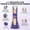 TEENOVA Electric Body Hair Trimmer - 3 in 1 Pubic Trimmer for Men - Bikini Trimmer for Women - No Nick Groin Ball Shaver Razor with Ceramic Blade Heads, Wireless Dock Charging, Wet/Dry Use (Purple) view 2