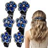 2026 New Sparkling Crystal Stone Braided Hair Clips, Rhinestone Hair Clips Hair Braid Clips Easily Braided Hair Bands, Shiny Rhinestone Hair Clip for Women and Girls (Dark Blue, 2) view 1