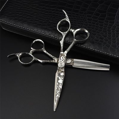 6.0" Professional Haircut Scissors Thinning Shears, 7PCS Salon Multifunctional Thinning Scissors Kit, Fine Adjustment Tension Screw, for Home Salon Barber