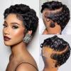 Short Curly Pixie Cut 13x4 Lace Front Wig Human Hair Wigs 13x4 HD Lace Frontal Wigs Short Layered Curly Glueless Wig Pre Plucked Deep Wave Pixie Cut Human Hair Wigs for Black Women, Natural Black view 1