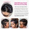 Short Curly Pixie Cut 13x4 Lace Front Wig Human Hair Wigs 13x4 HD Lace Frontal Wigs Short Layered Curly Glueless Wig Pre Plucked Deep Wave Pixie Cut Human Hair Wigs for Black Women, Natural Black view 2