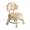 BAOTEDSL Low Rolling Seat with Backrest PU Leather Sofa Foot Rest Multipurpose Cleaning Pulley Stool Pedicure Stool for Salon Home Library Garage(Khaki) view 1