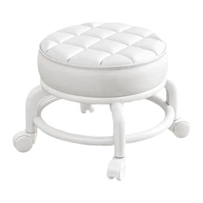BAOTEDSL 360 Rotating Roller Stool Universal Swivel Casters Pulley Wheels Stool for Barber Shop, White