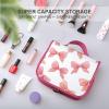 zxxpensy Pink Bows Hand-drawn Watercolor Travel Toiletry Bag for Women,Hanging Makeup Organizer with Hook for Shampoo view 4