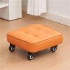 BAOTEDSL Rolling Stool, Small Square Low Stool with Wheels, 360 Swivel Roller PU Leather Seat Chair for Home Office Pedicure Garage Shop(Orange) view 1