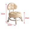 BAOTEDSL Low Rolling Seat with Backrest PU Leather Universal Swivel Caster Wheels Pedicure Stool Pulley Stool for Fitness Barber Shop Kitchen Salon(Khaki) view 3