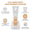 TEENOVA Pubic & Body Hair Trimmer for Men, 2 In 1 Electric Ball Groin Razor Shaver with Ceramic Blade, No Nick Mens Grooming Kits for Wet/Dry Use, Cordless Charging Body Groomer with Led Display,White view 2