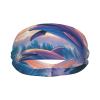FodPand dolphins art Sports Headbands for Men Women Moisture Wicking Athletic Sweatband Wide Elastic Hair Bands Non-Slip Head Bands for Fashion, Washing Face, Workouts, Yoga, Daily Use view 2