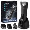 TEENOVA Pubic & Body Hair Trimmer for Men, 2 in 1 Electric Ball Groin Razor Shaver with Ceramic Blade, No Nick Mens Grooming Kits for Wet/Dry Use, Cordless Charging Groomer with Led Display, Black view 1