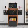 Hairdressing Case Hairdressing Tool Organiser Hairdressing Box Rolling Makeup Case for Manicurists Beauticians Makeup Artists Hair Salons with 2 Mobile Password Locks and Keys (Coffee Color) view 4