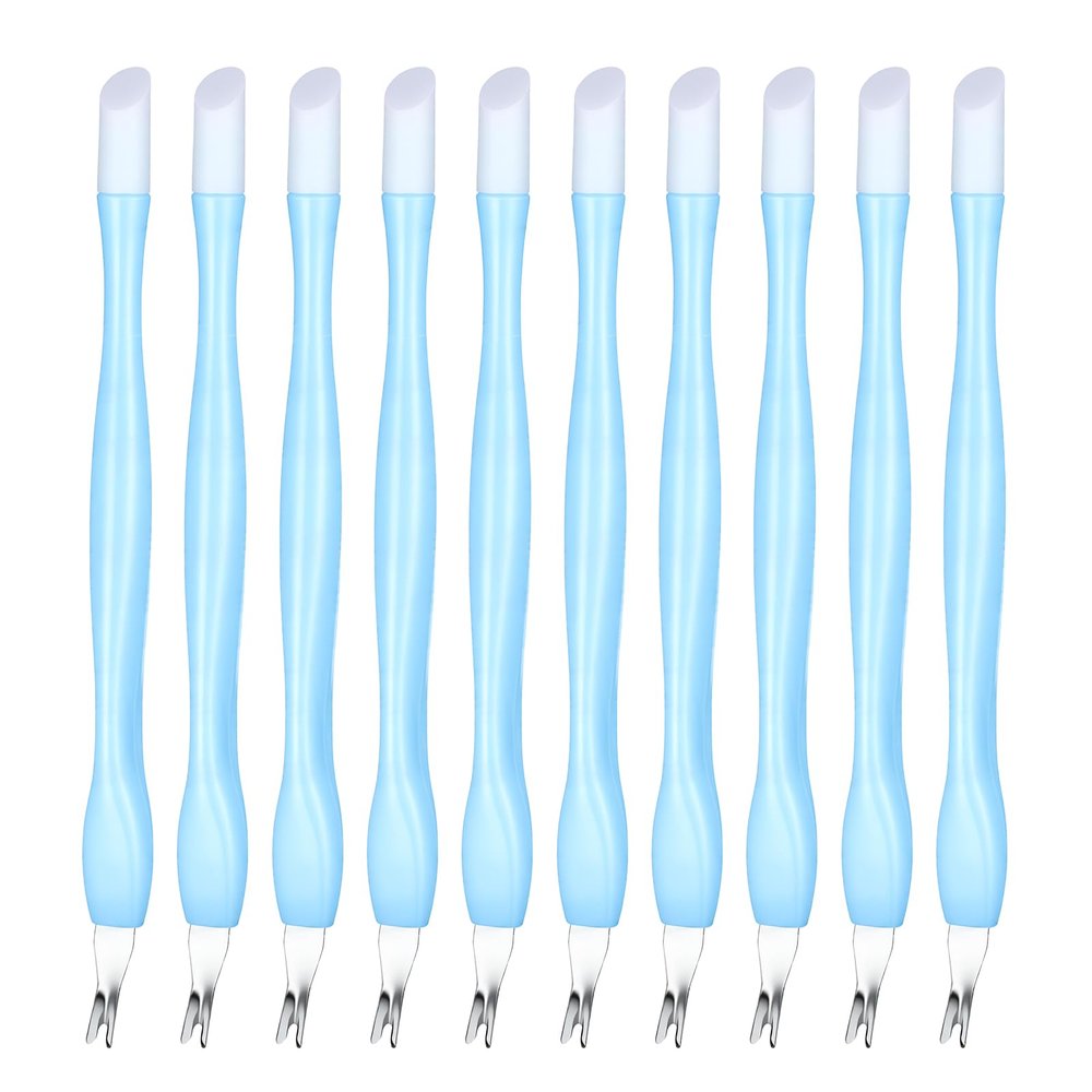 10 Pcs Cuticle Trimmer Pusher Remover, Cuticle Cutter Cuticle Remover Tools Rubber Tip Nail Cleaner Tools Plastic Handle Cuticle Pusher Dead Skin for Fingernails Toenails