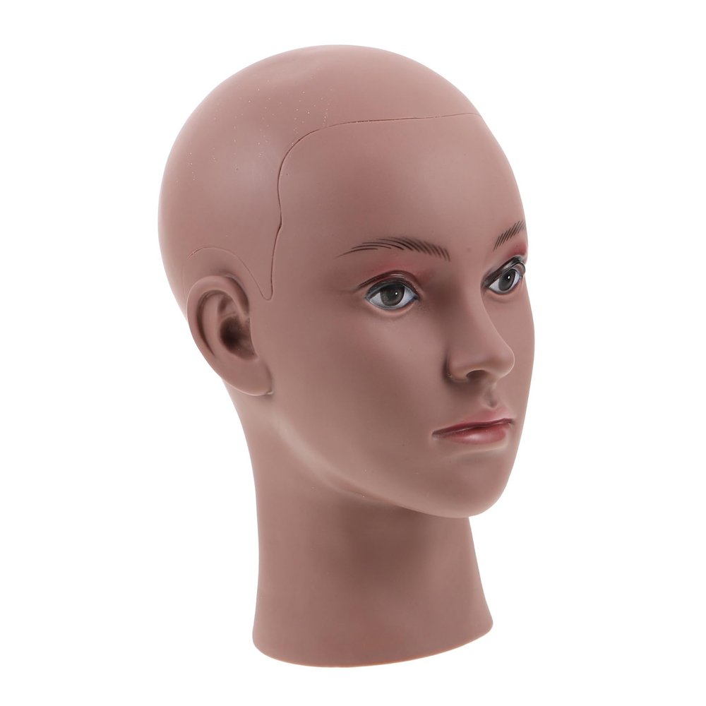 VALICLUD Realistic Black Female Bald Mannequin Head PVC for Wig Styling Makeup Training and Display African Feature Model for Glasses Hat Presentation