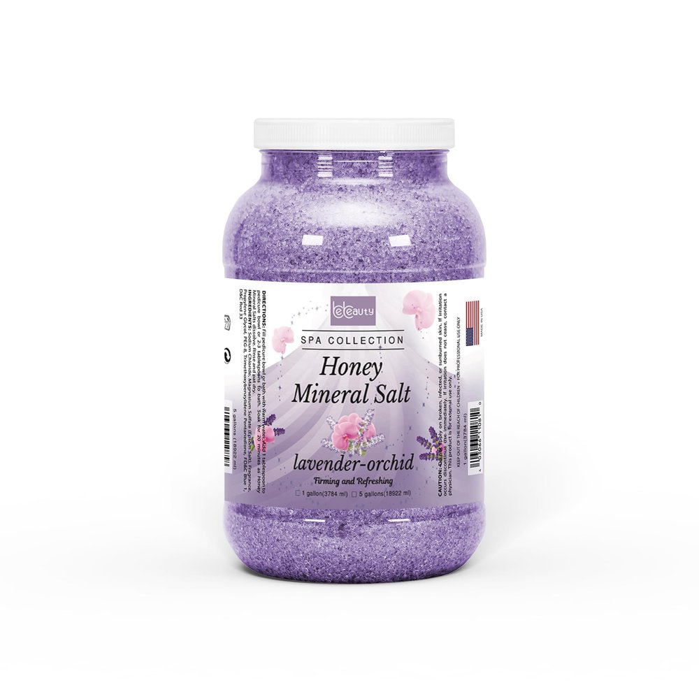 Lavender Orchid Honey Mineral Salt Soothing & Hydrating Foot and Body Mineral Salt for Soft, Smooth & Relaxed Skin by BeBeauty 1 Gallon