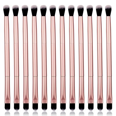 12 Pcs Dual End Eyeshadow Blending Brush, 2 in 1 Eye Shadow Brushes, Double Sided Eyeshadows Makeup Brushes, Eyeshadow Smudge Brush, Eyeshadows Applicator, Makeup Cosmetic Tool for Women