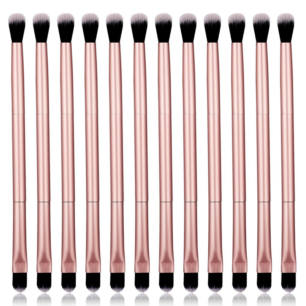 12 Pcs Dual End Eyeshadow Blending Brush, 2 in 1 Eye Shadow Brushes, Double Sided Eyeshadows Makeup Brushes, Eyeshadow Smudge Brush, Eyeshadows Applicator, Makeup Cosmetic Tool for Women