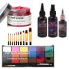 Halloween Kit, Red Temporary Hair Dye Wax, Fake Blood Washable, Face Paint Kit, Painting Palette with Brushes Body Paint view 1