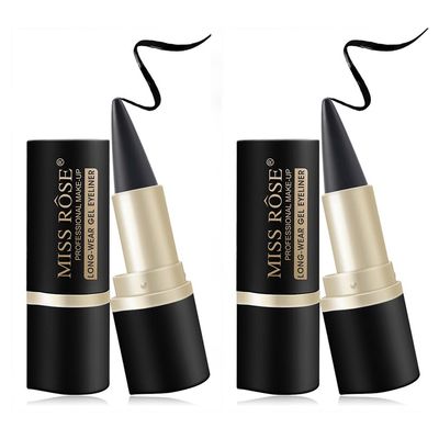 Long Lasting Gel Eyeliner Stick, 2-Pack, Matte Finish, Waterproof, Black