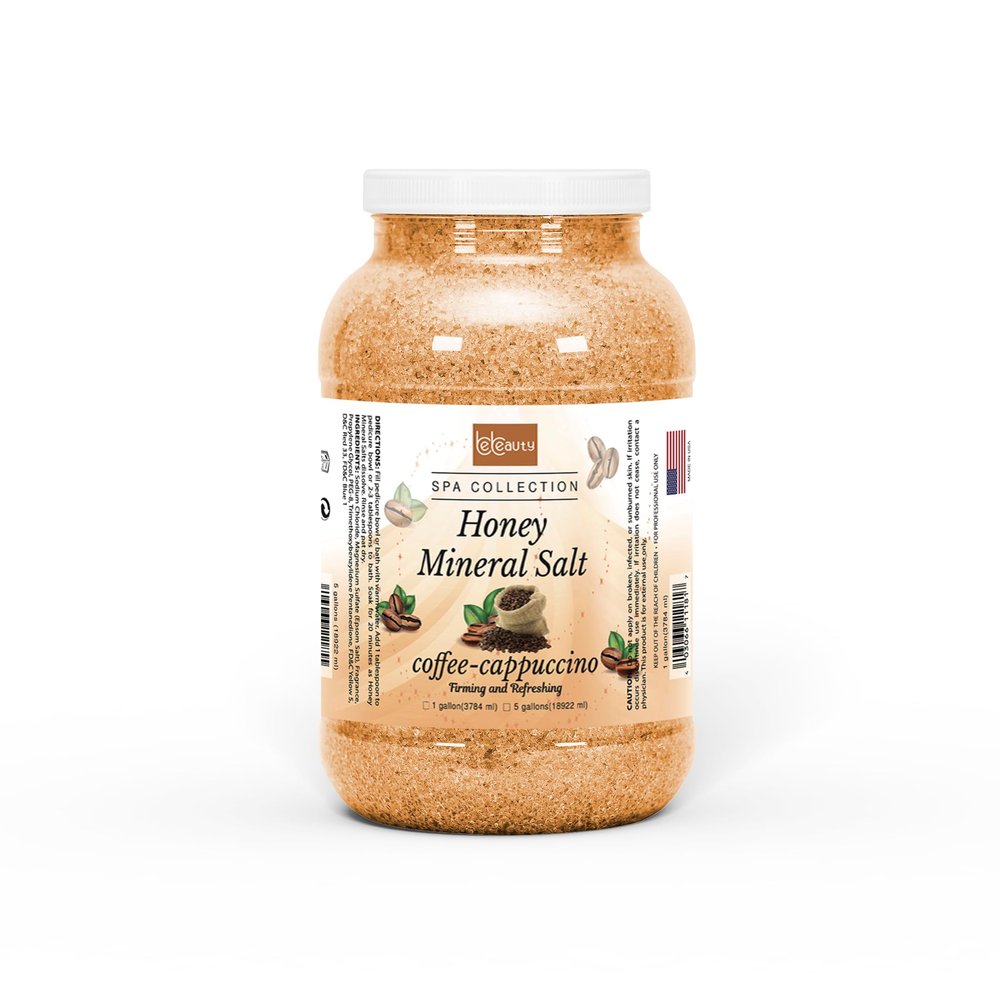 Coffee Cappuccino Honey Mineral Salt Invigorating & Nourishing Foot and Body Mineral Salt for Soft, Smooth & Refreshed Skin by BeBeauty 1 Gallon