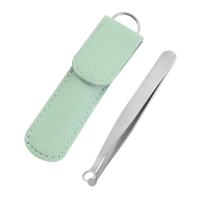 Alipis Stainless Steel Nose Hair Trimmer Clip with Rounded Head for Men and Women Safe Manual Nasal Hair Remover Tool Home Grooming Accessory with Green Protective Case