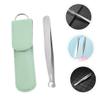 Alipis Stainless Steel Nose Hair Trimmer Clip with Rounded Head for Men and Women Safe Manual Nasal Hair Remover Tool Home Grooming Accessory with Green Protective Case view 3