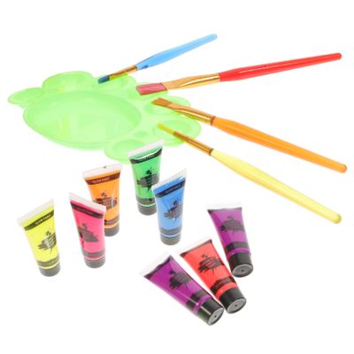 SHERCHPRY Neon Fluorescent Blacklight Face and Body Paint for Adults Water-based Makeup with Brushes and Palette Safe Skin-friendly Party and Festival Body Paint Random Color