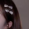2 sparkling rhinestone hair clips, exquisite fringe side duckbill clip view 3
