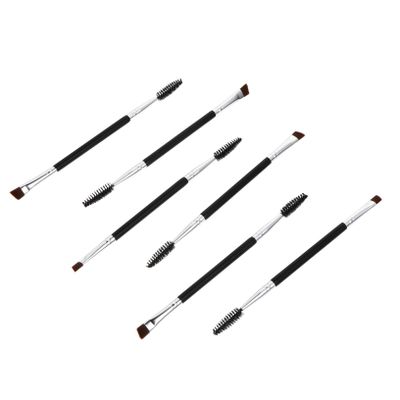 NIYANGLE 6Pcs Dual-ended Eyebrow and Eyelash Brushes Professional Makeup Tools with Angled Spoolie for Defined Brows and Effortless Look Black for Women and Makeup Enthusiasts