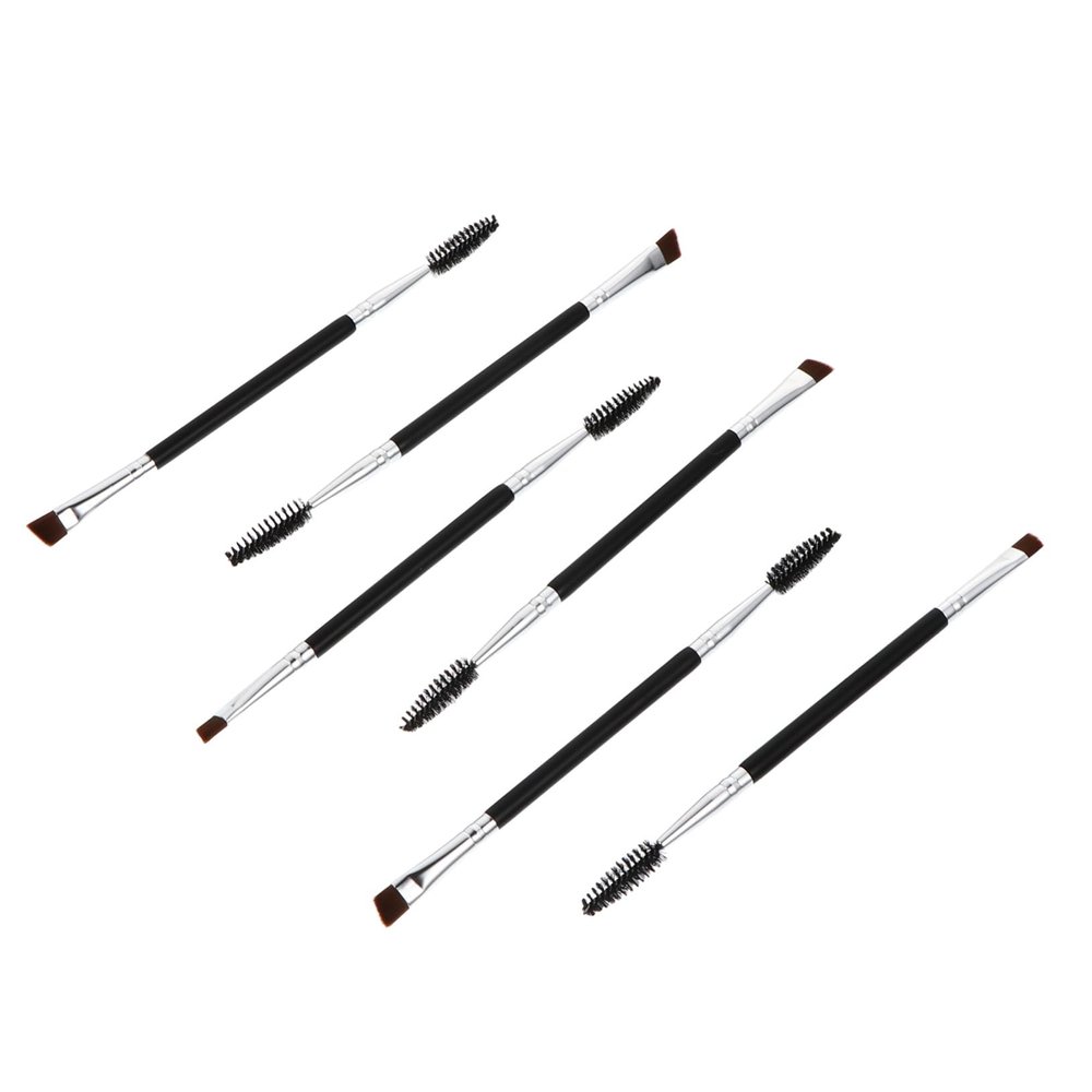 NIYANGLE 6Pcs Dual-ended Eyebrow and Eyelash Brushes Professional Makeup Tools with Angled Spoolie for Defined Brows and Effortless Look Black for Women and Makeup Enthusiasts
