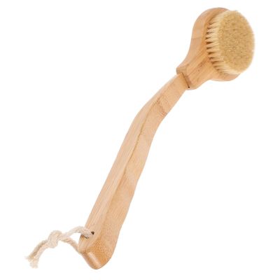 Luxshiny Handle Shower Back Brush with Natural Bristles Long Handle Back Scrubber for Men and Elderly Exfoliating Bath Brush for Wet Dry Use Skin Cleansing